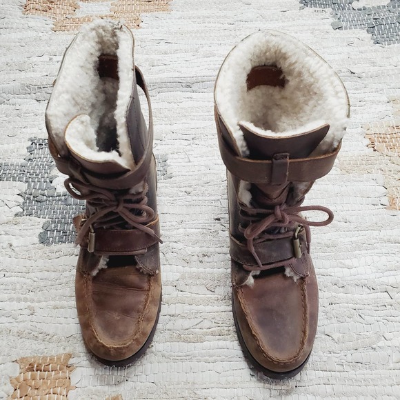 Lauren Ralph Lauren Major Moto Harness Lace Up Boot 7.5 - Picture 2 of 9